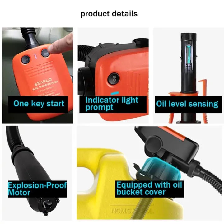 Electric Fuel Transfer Pump with Automatic Stop Sensor, Professional Oil Suction Pump with 3 Sizes of Oil Drum Lid for Cars, Motorcycles, Tractors, Boats, Diesel Pumps, Gasoline Pumps