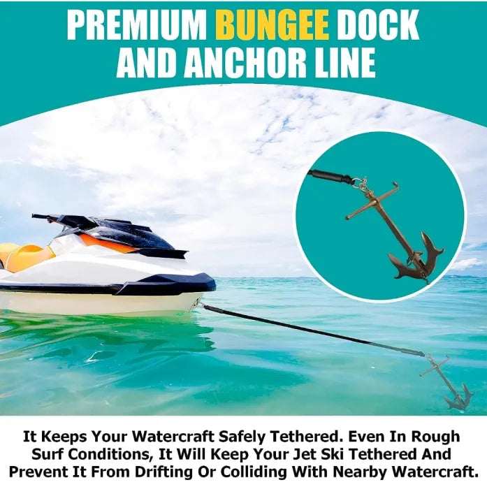Original Anchor Buddy Stretch Line Rope 14' to 27' /Shock Absorbing/Shallow Water
