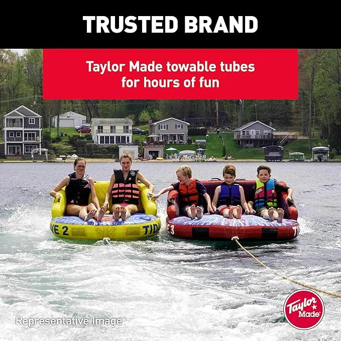 Taylor Made® Tidal Wave 3 Towable Tube, Fully Covered in a Heavy-Duty Nylon Shell 12 Webbing Handles Heavy-Gauge PVC Bladder เครื่องเล่นโซฟา
