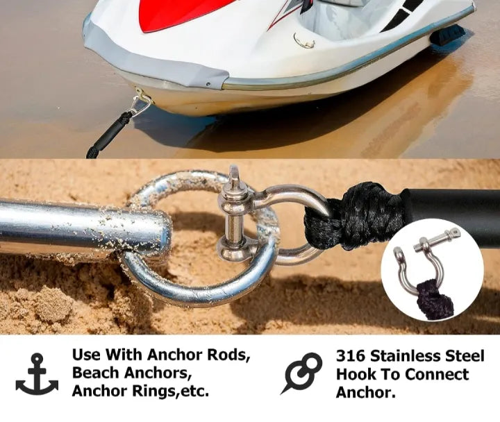 Original Anchor Buddy Stretch Line Rope 14' to 27' /Shock Absorbing/Shallow Water