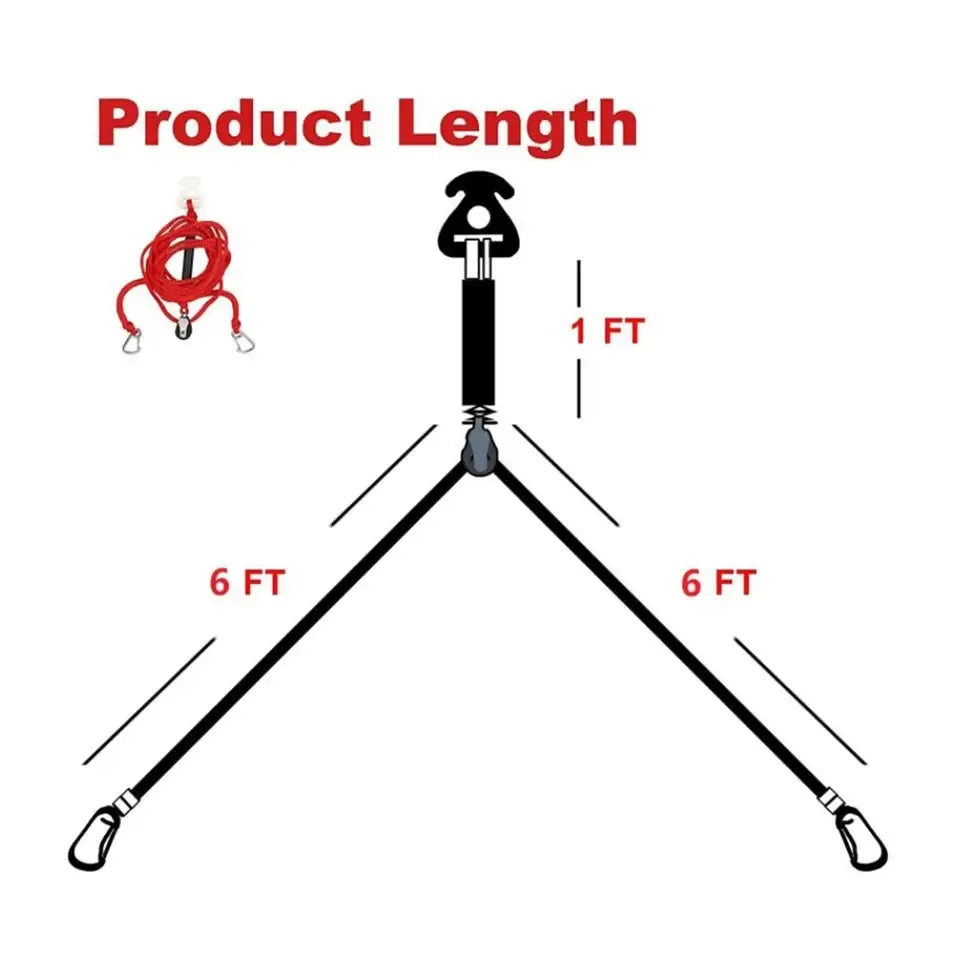 Heavy duty boat tow harness with 2 steel hooks, resin connector