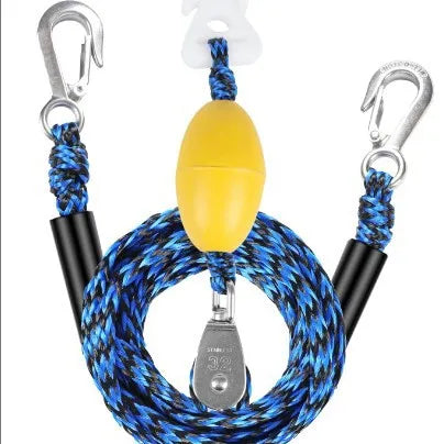Heavy duty boat tow harness with 2 steel hooks, resin connector