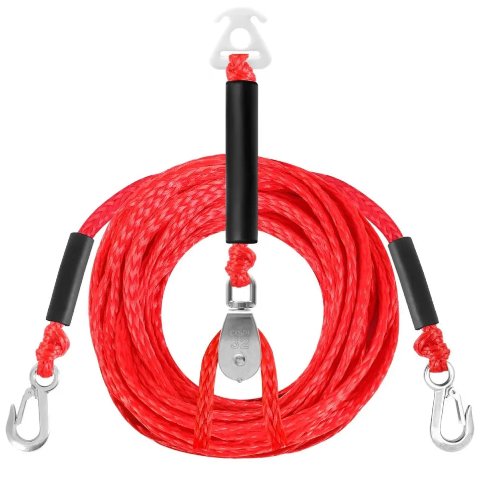 Heavy duty boat tow harness with 2 steel hooks, resin connector